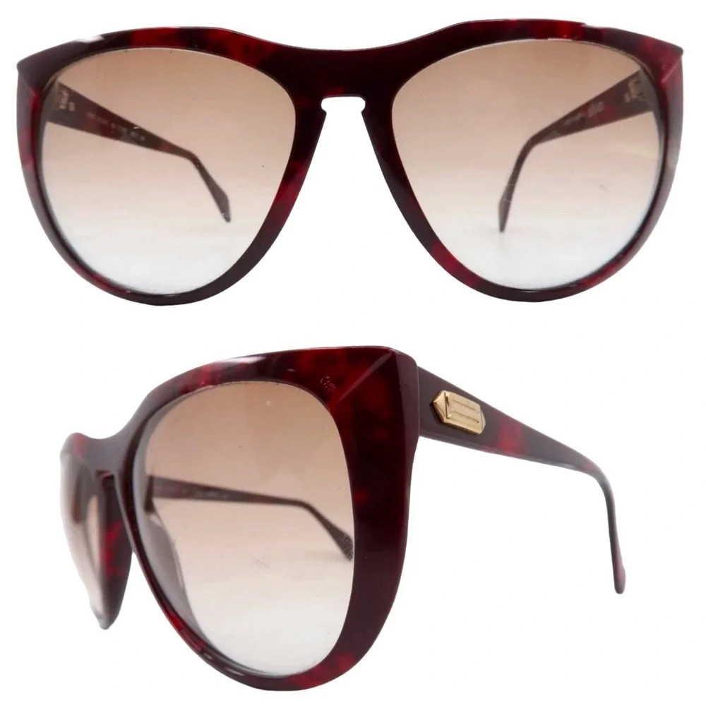 1970’s Oversized Silhouette Austria Sunglasses in Deep Burgundy Brown,  Mod 3076